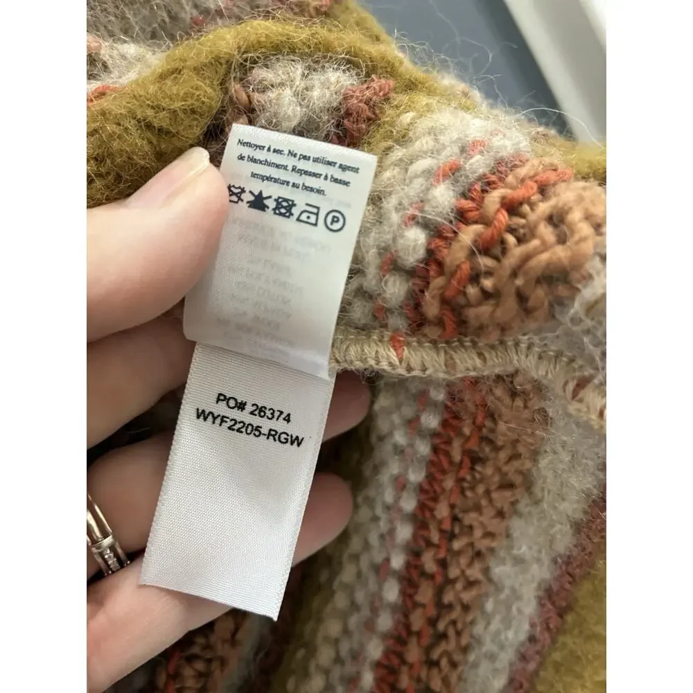 Faherty Mixed Yarn Striped Sweater $248 Womens Size XS Alpaca Fall Winter